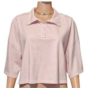 Wild Fable Light Pink Collared Crop Top